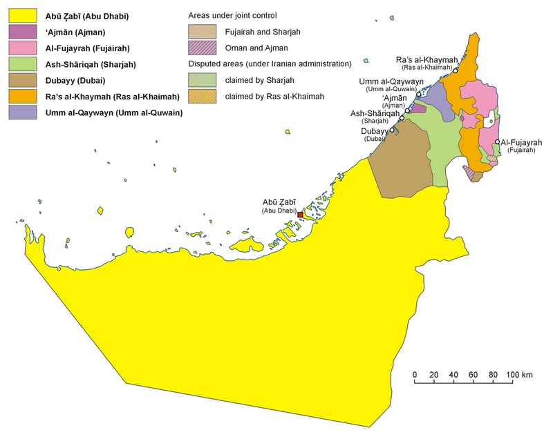 map of the UAE